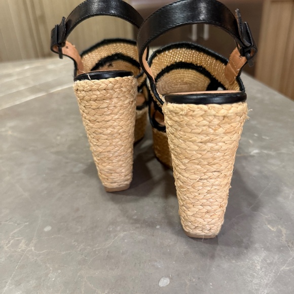 Robert Clergerie Raffia Espadrille Platform Wedge Sandal, Size 37 - Picture 5 of 12